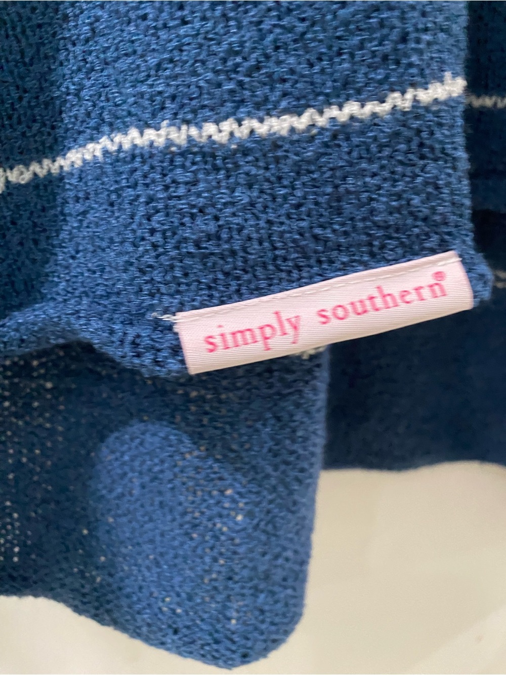 Simply Southern Striped Crewneck Sweater in White and Blue, size XXL - Picture 5 of 7